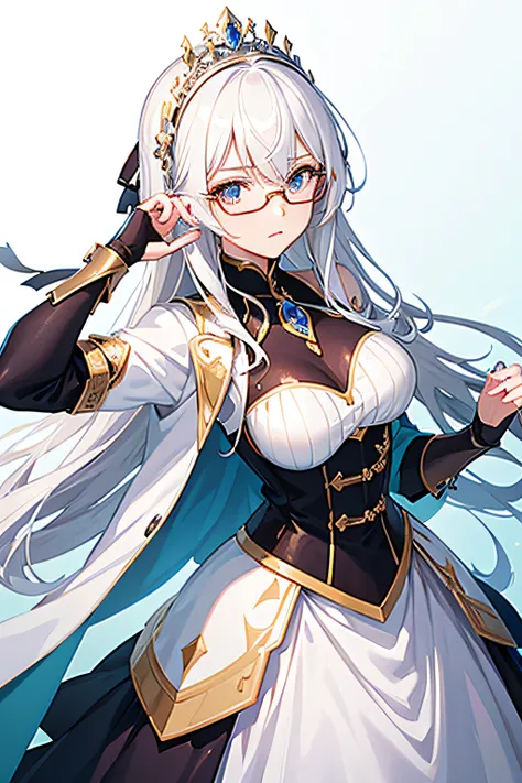 Princess Knight,s Armor,Otome,white  hair,D-cups,cool,eye glasses,