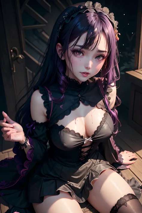 Fornication、Hard Dark Gothic Makeup、Maniacal、Deep night sky、horor、Black Dark Eyeshadow、slaves、crying how bright、mourn、Sad songs、Good skin luster、Lace pink、Long hair straight hair、Dark Gothic Makeup、Dark smile、Restless Palace、Expressions of sexual arousal、F...