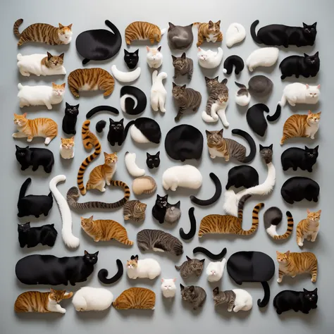 Flat lay of cats