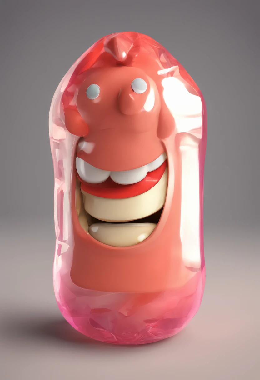 Mini Vertical Condom with Funny Face, estilo cartoon, latex, condom, modelos, Brillante y delicado, fondo limpio, Buen brillo, Renderizado 3D, La mejor calidad