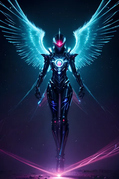 Cosmic Fallen Angel, glowing light eyes, Biomechanical, eerie, Creepy, nightmarish, Very bright colors, Light particles, with light glowing, Mshiff, wallpaper art, UHD wallpaper,Deus da biblia falando com moises