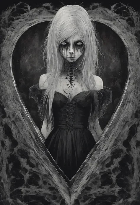 Goth girl inside a heart [Anxiety] depression blood