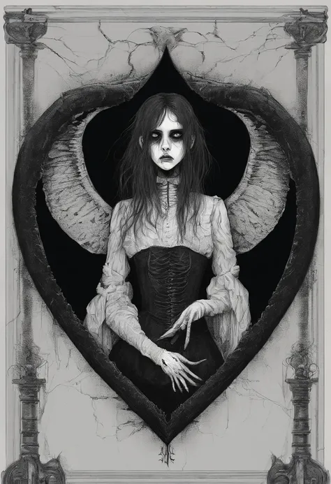 Goth girl inside a heart [Anxiety] blood depression