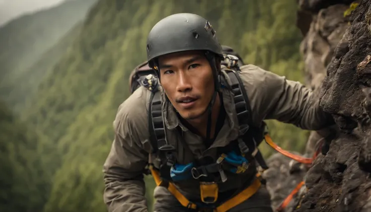 (a group of climbers),(rescue training),(Asian climbers),(extremely detailed),(full body shot),(concept art),(jaw-dropping effect),(best quality, high-res),(vivid colors),(studio lighting)