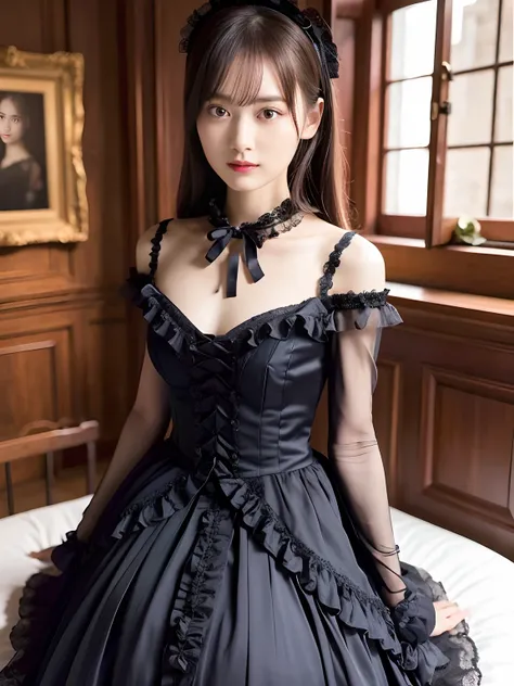 1 nogizaka girl, extremely cute, a beauty girl, sixteen years old, gothic lolita fashion, delicate and delicate beautiful face、e...