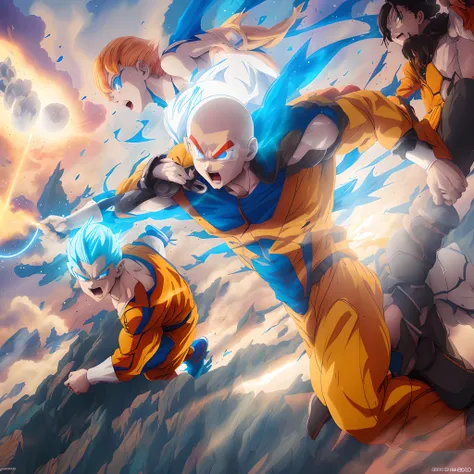 personagens de anime em uma batalha com uma luz azul, Arte Oficial, arte oficial altamente detalhada, arte oficial do anime, arte chave, Arte da sede, arte oficial, anime oficial ainda, 8k!, Anime de hoje ainda em destaque, Arte Oficial HDR, arte conceitua...