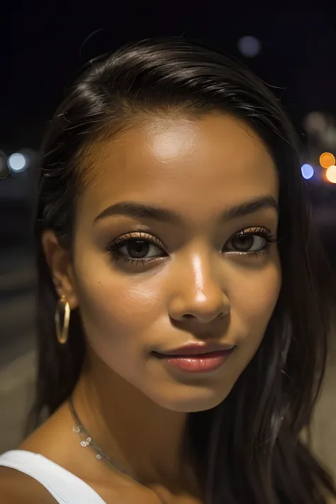 (Selfie Shot, de cima: 1.4), (retrato de meio corpo: 1.4), Loira de 24 anos (mulher de olhos azuis) andando em um Bar RAW uhd foto retrato, Mama natural_B, city background at night, (vestido de sol amarelo), (fenda), circunstanciado (textura!, Hair!, Brilh...