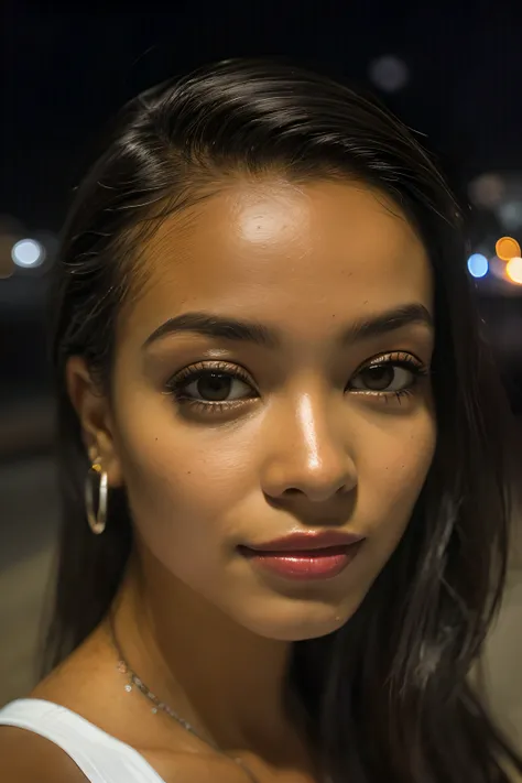 (Selfie Shot, de cima: 1.4), (retrato de meio corpo: 1.4), Loira de 24 anos (mulher de olhos azuis) andando em um Bar RAW uhd foto retrato, Mama natural_B, city background at night, (vestido de sol amarelo), (fenda), circunstanciado (textura!, Hair!, Brilh...