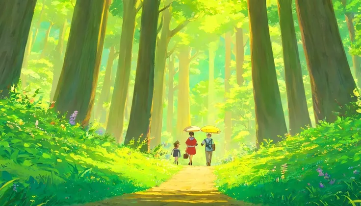 （Crie um cartaz）A father boy and grandfather , Walking through the magical forest,  Traga um saco de caminhada，Hold trekking poles，There are towering trees，Em um fim de semana claro，Pai e filho decidem passar tempo de qualidade juntos。They went to a nearby...