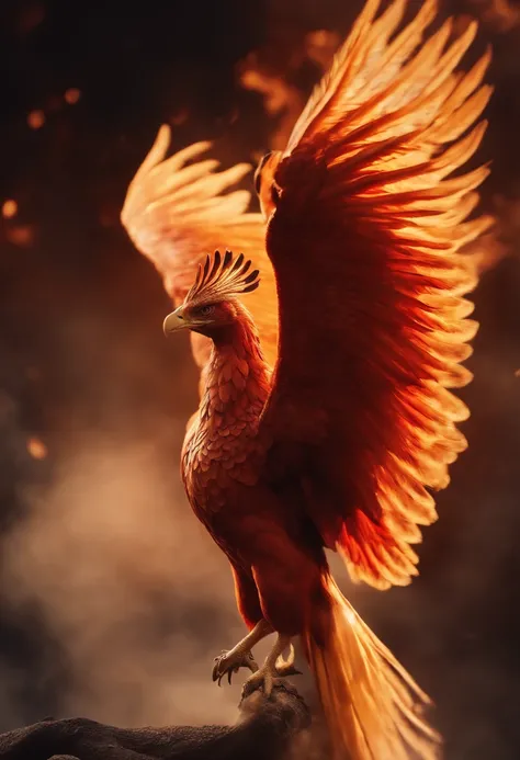 A fiery phoenix rises gracefully