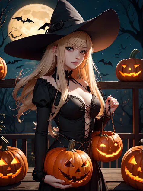 anime girl holding a pumpkin, halloween art style, anime style 4 k, anime art wallpaper 4 k, anime art wallpaper 4k, anime wallpaper 4k, anime wallpaper 4 k, anime art wallpaper 8 k, 4k anime wallpaper, halloween theme, gothic maiden anime girl, hd anime w...