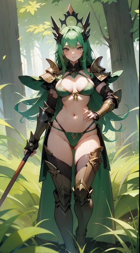 Hot Sexy Girl Wear Wood Bikini Armor With Grass Aura Full Body