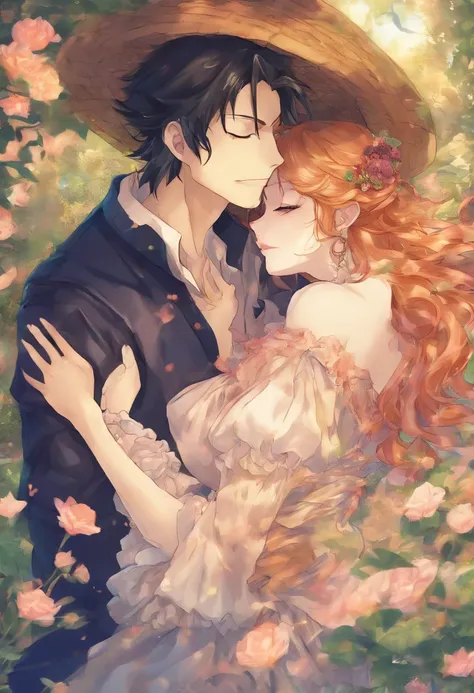 (best quality,ultra-detailed,realistic:1.37),romantic,anime,portrait,love scene,Nami and Luffy,kissing,One Piece Anime,beautiful detailed eyes,longeyelashes,detailed lips,passionate embrace,
lush garden background,vivid colors,soft lighting,subtle shadows,...