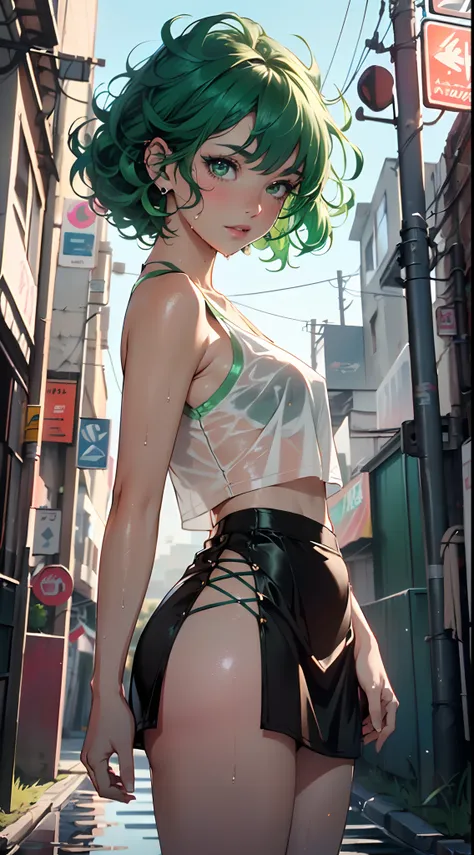 girl youtuber,(((1girl))),((extremely cute and beautiful green curly-haired girl)),

(short breasts:1.4),big butt,(((green curly hair:1.35,very curly hair,colored inner hair,ear breathing,short hair))),(((green_eyes:1.3))),intricate eyes,beautiful detailed...