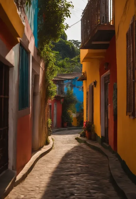 gere uma via em uma area favela, com ciclofaixas e estacionamentos, A space for running and landscape design