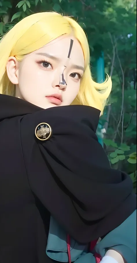 Real life adaption of this character, Korean teen beauty face, angry expression,realistic same hair,(realistic same outfit), realistic background, hyper realistic, realistic light, realistic shadow, realism,(photorealistic:1.2), looking to viewer,