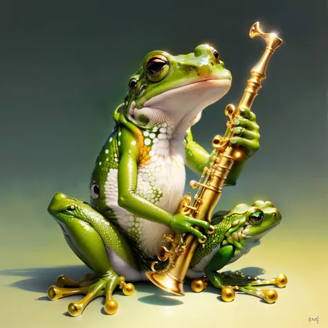 Frog playing the flute