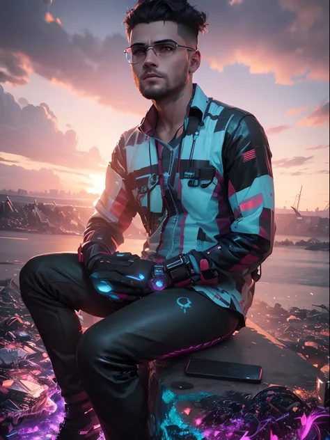 Change background cyberpunk handsome boy, realistic face, 8k, ultra realistic