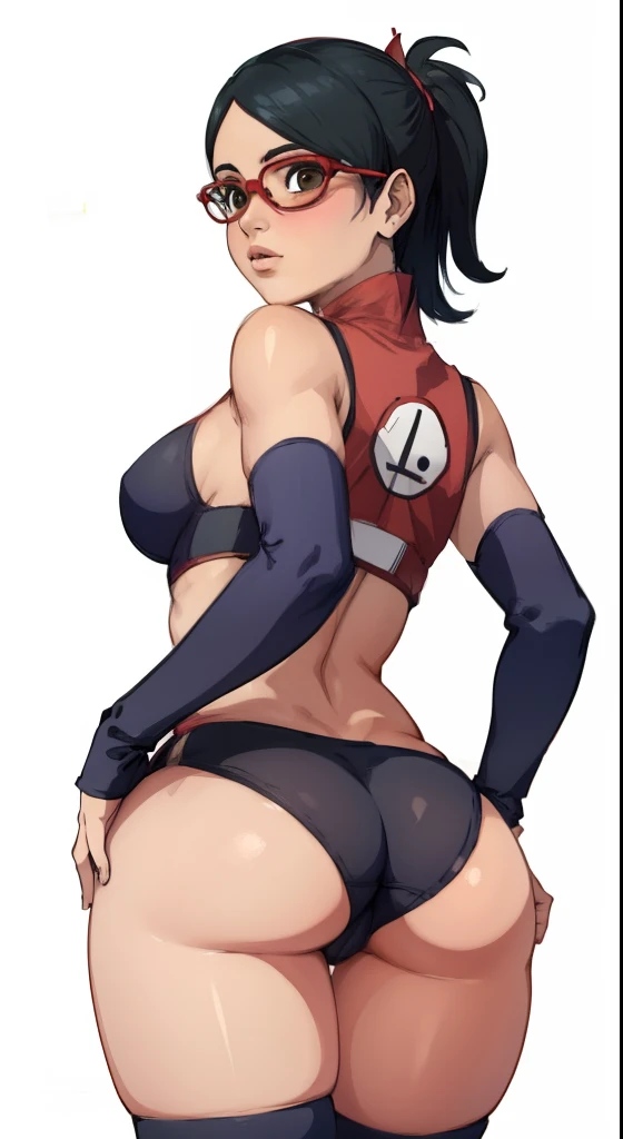 Sarada showing off her ass to the camera, bunda grande, Camel toe, bunda molhada