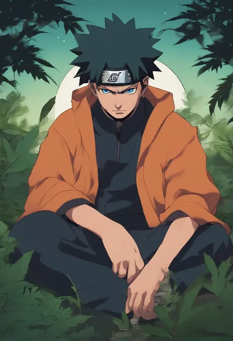 Naruto smoking weed outside at night