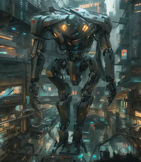 Strange and huge robots, ((Cyborg)), mechanical high-rise buildings, robots, cars, crowds, mechanical, (irregular buildings), machinery, (cyberpunk), (suspended trains), drones, Realistic lighting, (Abyss) masterpiece, high quality, beautiful graphics, hig...