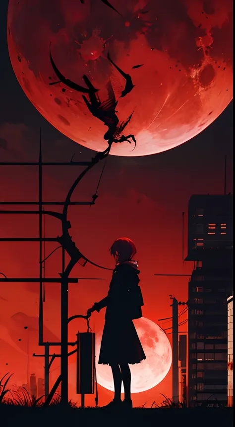 Blood Red Moon Night Grotesque Surprise Novel Cover Silhouette No Characters