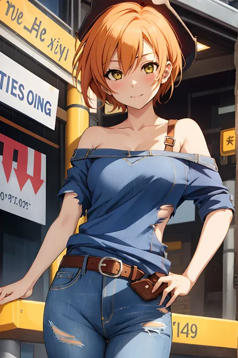 hoshizora rin, best quality,(beauty), 1girl,phisically-based render ,ultra highres,(cowboy shot:1.5),narrow waist, skinny, big e...