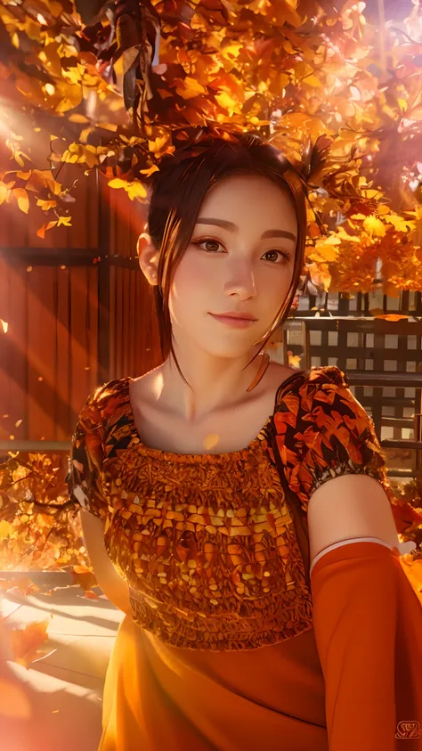 Change A Background To An Anime Autum Season,Change the Charector to a realistic anime face,8k resolution Realistic Face