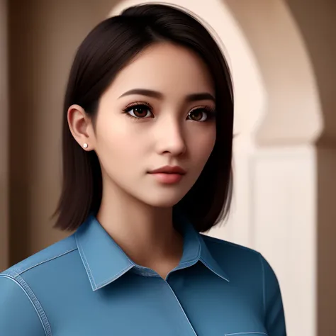 Big eyes, big nose, tapered, skinny, brown eyes, small breast, arabian look, south east asia, short hair, sweet look, small lips, 4k, realistic skin,