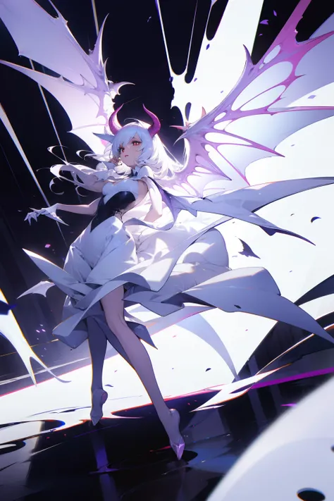 White color hair，succubi，have demon wings，