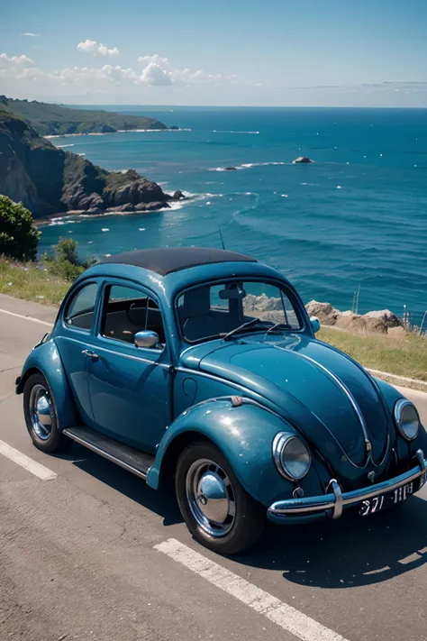 Blue sea and air-cooled beetle