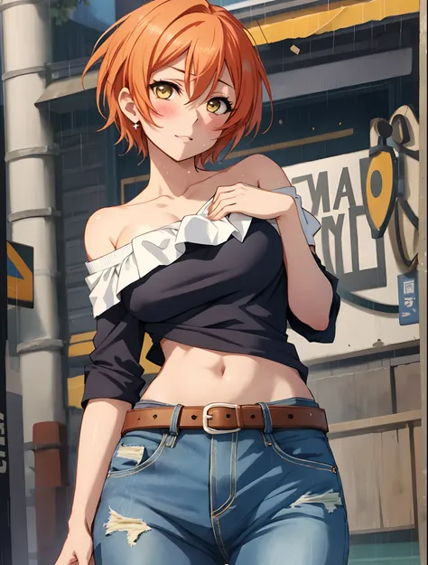 hoshizora rin, best quality,(beauty), 1girl,phisically-based render ,ultra highres,(cowboy shot:1.5),narrow waist, skinny, big e...