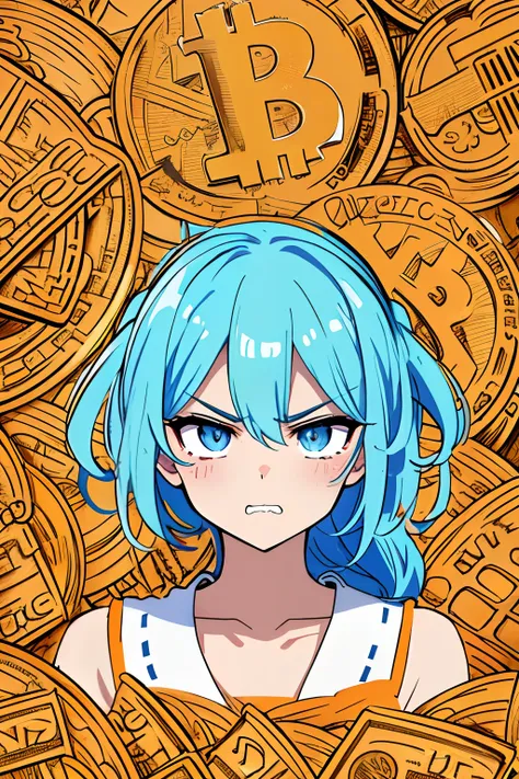 Angry beauty holding bitcoin、BTC、bitcoin、Cryptocurrencies、Trading Charts、kawaii、Erotic、enticing