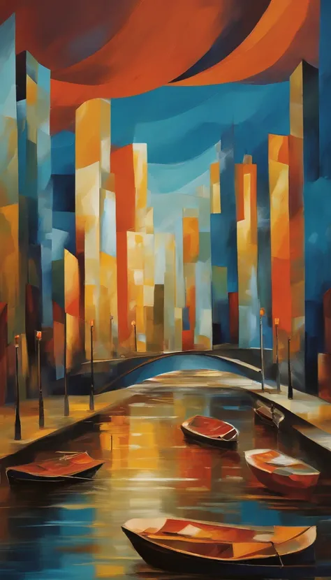 8K Ultra HD, highly detailed, Abstraction, Oil, Sketch, A metropolis made of water, Cubism, Brush, Palette, Easel, Pigment, Stroke, Composition, Mixed media, Texture, Contrast, Depth, Creativity, Imagination, Ceramic, Cerulean, Vermilion, Impasto, Glaze, G...