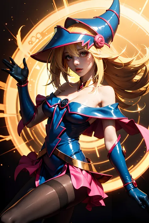 beautiful dark magician (tmasterpiece: 1.2, best quality), (1loli, tik), large of breast, (dynamic posture), (glowy skin, crimso...