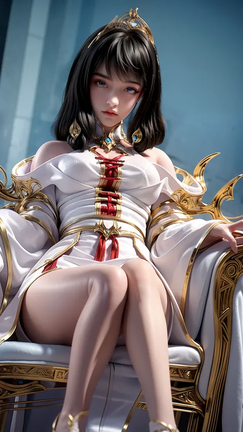 (Masterpiece:1.2), best quality, (illustration:1.2), (ultra-detailed), hyper details, (delicate detailed), (intricate details), (cinematic light, best quality Backlights), clear line, from below, solo female,perfect bodies,(1girl),brunette color hair,bluen...