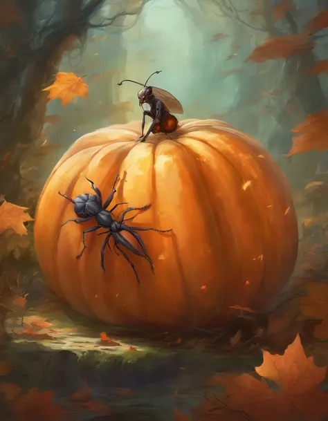 Winters，An ant on a giant pumpkin