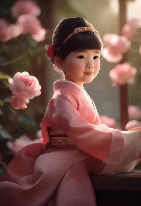 cinematic angle,( cute female child,anatomically correct,full body,Masterpiece camellia,Masterpiece Hanfu,smile),(illustration,paper art,a 3D render),(extremely colorful, Best quality, high detailed, Masterpiece,  Cinematic Lighting, 4K, Chiaroscuro)