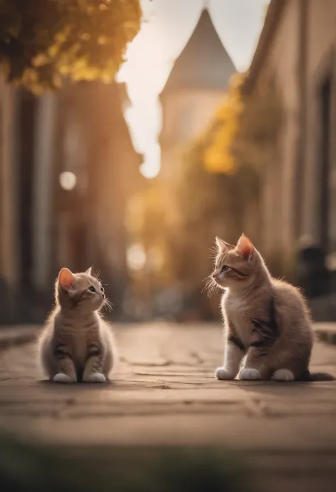 I have two little kittens, a cute little cat, cute kittens, Cutest, Incredibly cute, Adorable and cute, And cute and lovely. They are walking down the street with backpacks, Walking together, commute, Proudly walk down the street, And the cat is walking. T...