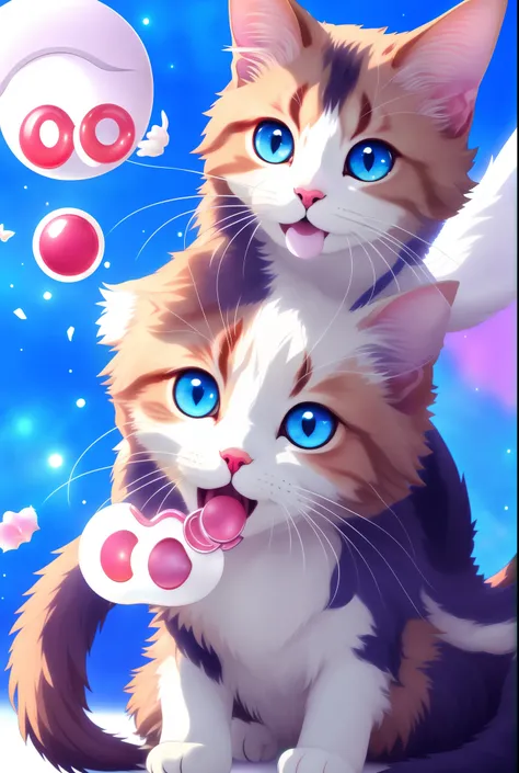 There is a blue-eyed cat sitting on the ground, anime cat, realistic anime cat, anime visual of a cute cat, Cute digital art, cute anime catgirl, very beautiful cute catgirl, cute detailed digital art, sora as a cat, Very Beautiful Anime Cat Girl, beautifu...