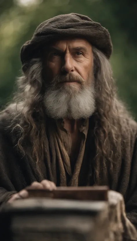 A portrait of a wizard, bearded, wrinkled, weathered, with piercing eyes, detailed face, high details, photography, natural light, Nikon D850, 50mm, f/1.4,looking at viewer