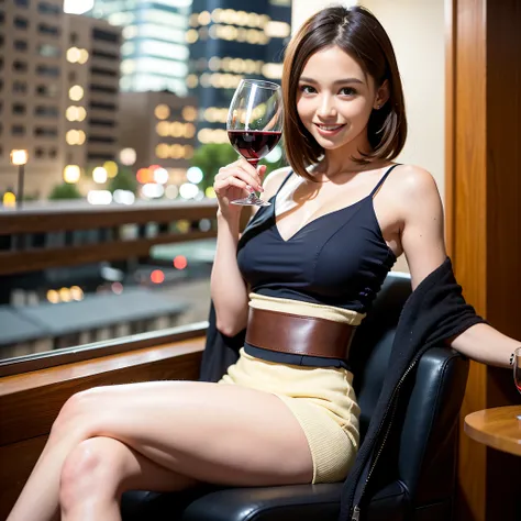 (64K, UHD, top quality, masterpiece: 1.2), (realistic, photorealistic: 1.37), super detailed, pretty woman 1 person, (slim face), (slim body), (brown hair), (short cut), cheeks slightly blushing, (35 years old), 38 years old, solo, beautiful detailed urban...