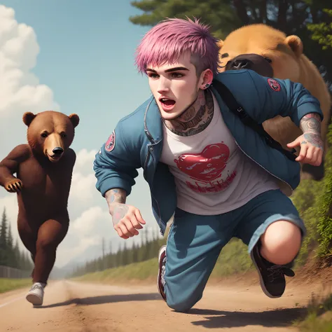 Lil peep being chased by a bear