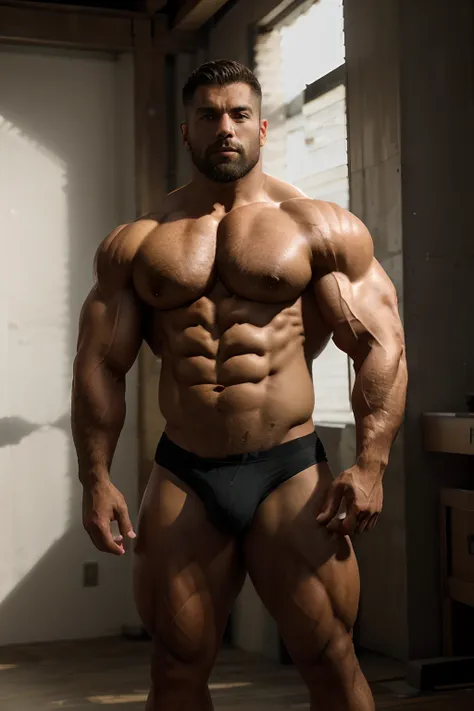 Giant muscular bodybuilder body