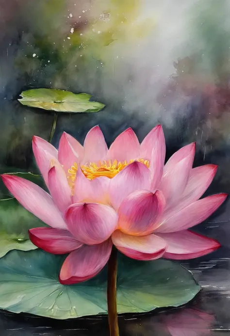 Pink lotus painting with splash background and spray paint effect, by Eugeniusz Zak, watercolor art, by Károly Lotz, Watercolor painting, watercolor painting style, Watercolor Detail Art, by Reuben Tam, watercolor digital painting, watercolor, Expertly det...