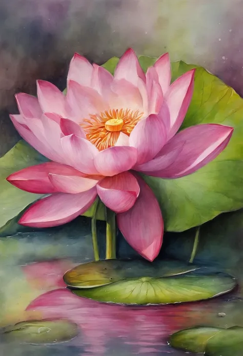 Pink lotus painting with splash background and spray paint effect, by Eugeniusz Zak, watercolor art, by Károly Lotz, Watercolor painting, watercolor painting style, Watercolor Detail Art, by Reuben Tam, watercolor digital painting, watercolor, Expertly det...