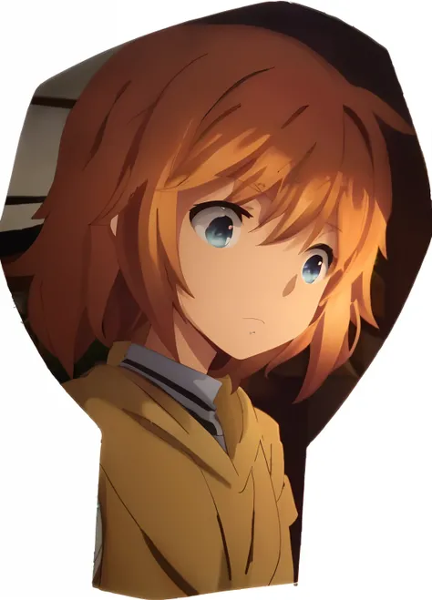 a cartoon girl with orange hair and a yellow shirt, female protagonist, madeline from celeste, female protagonist 👀 :8, character close up, close up character, yayoi kasuma, character close-up, rin, portrait of max caulfield, anime style”, leeloo, shes sad...