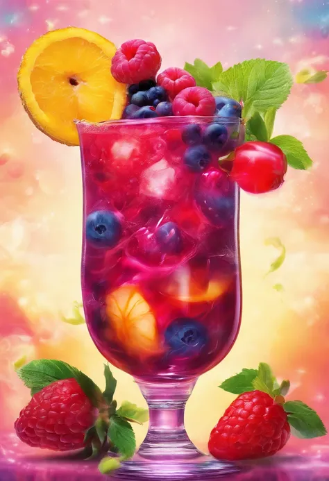 Fresh exotic drink with fresh berries and fruits