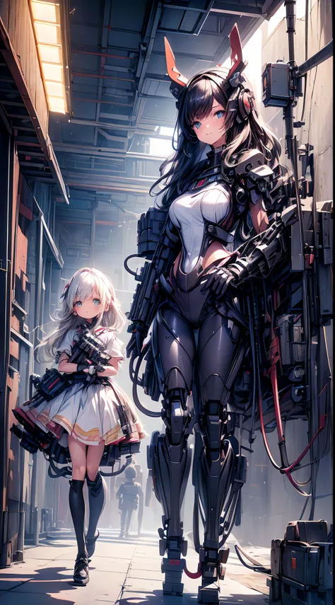 (((​masterpiece)))、((top-quality))、(The ultra-detailliert)、(CG Illustration)、(Very Beautiful Little Girl))、Cinematic Light、((1 Mechanical Girl))、thing、deadpan、 scientific fiction、Apocalypse、Erotic grotesque、Fusion of machines and tentacles、Ultra-future、Ino...