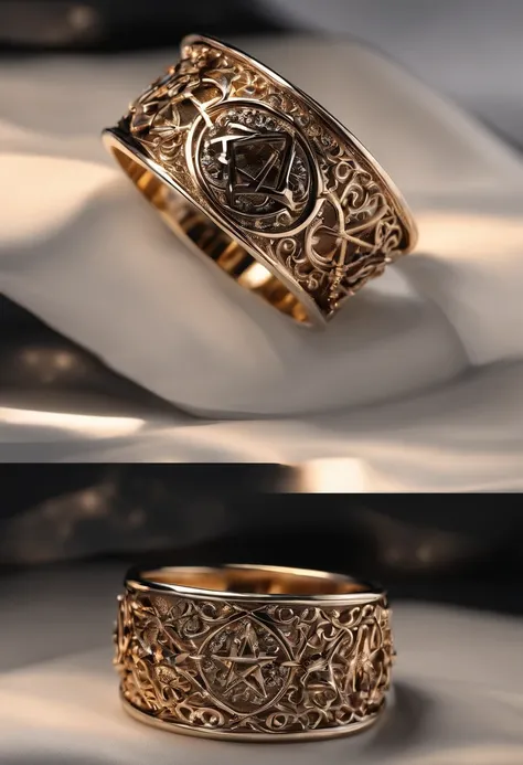 Metal rings，Stylish and simple，tmasterpiece，pentacle，Number 5，8K high-definition，Details